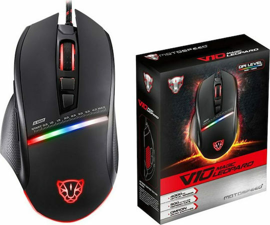 Motospeed V10 RGB Gaming Ποντίκι 4000 DPI Μαύρο