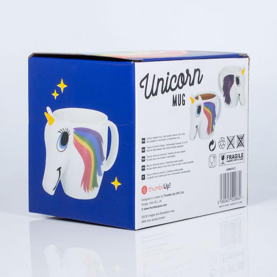Thumbs Up Unicorn Промяна на топлината Чаша Керамично Бяла 300мл