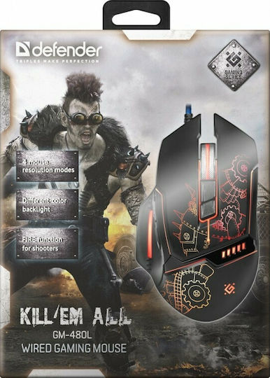 Defender Kill 'em all GM-480L RGB Gaming Ποντίκι 3200 DPI Μαύρο