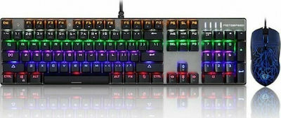 CK666 Σετ Gaming Μηχανικό Πληκτρολόγιο με Outemu Blue διακόπτες και Φωτιζόμενα πλήκτρα & Ποντίκι (Αγγλικό US) Γκρι