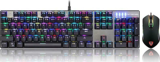 Motospeed CK888 Gaming Mechanical Keyboard Set with Outemu Blue switches and RGB lighting & Mouse (English US) Gray