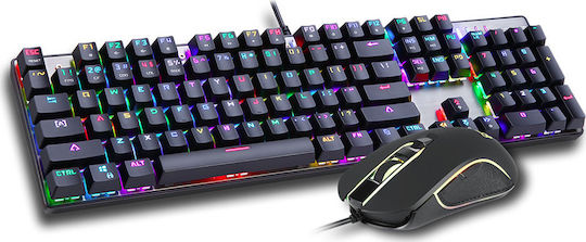 Motospeed CK888 Gaming Mechanical Keyboard Set with Outemu Blue switches and RGB lighting & Mouse (English US) Gray