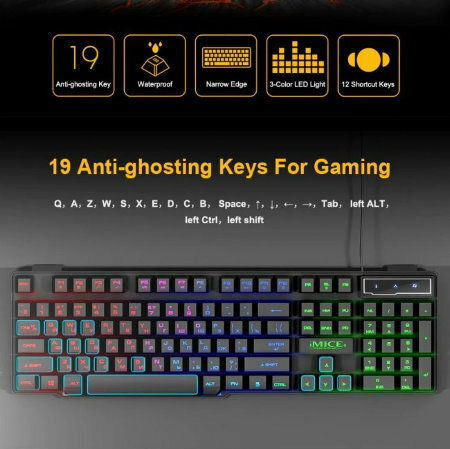 iMice AK-600 Gaming Πληκτρολόγιο με RGB φωτισμό (Αγγλικό US)