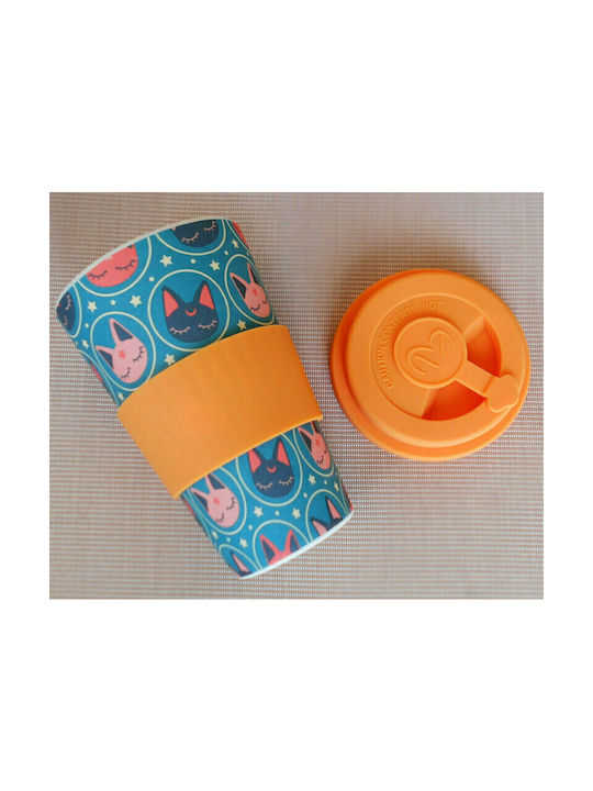 Spacecow Star Cats Becher Bamboo mit Deckel Mehrfarbig 400ml