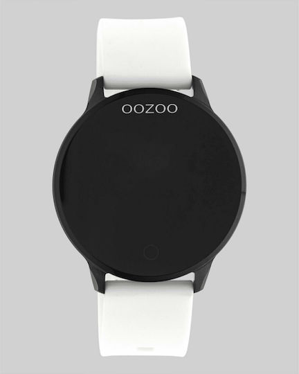 Oozoo Q00112 Stainless Steel 43mm Smartwatch με Παλμογράφο (Μαύρο / Λευκό)
