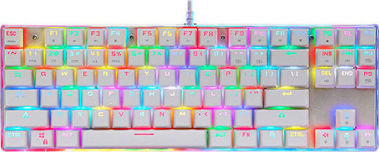 Motospeed K87S Гейминг Механична Клавиатура Tenkeyless с Kailh Red Суичове и RGB Осветление Английски US Бяла