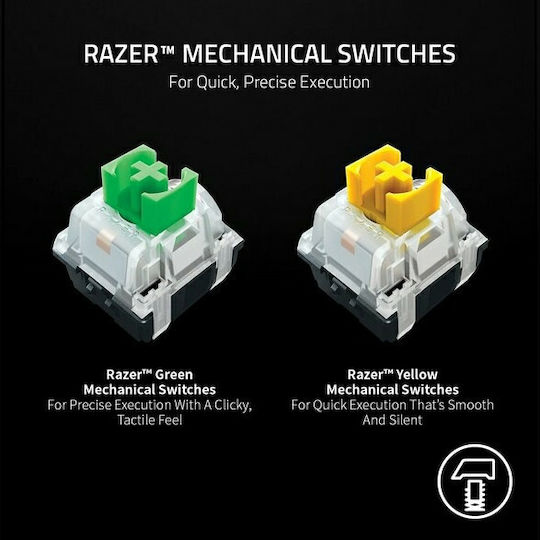 Razer BlackWidow V3 Mini Безжичен Гейминг Механична Клавиатура 65% с Зелен Razer суичове и RGB подсветка (Английски US) Черен
