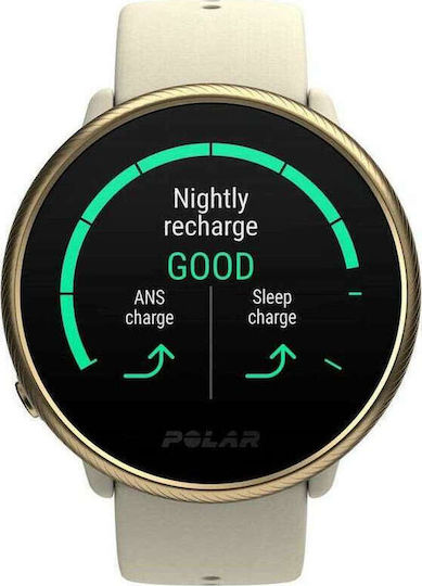 Polar Ignite 2 Stainless Steel 43mm Waterproof Smartwatch with Heart Rate Monitor (Champagne)