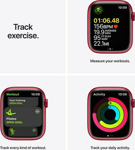 Apple Watch Series 7 Aluminium 45mm Waterproof with Heart Rate Monitor (Product Red)