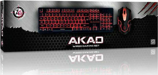 Zeroground KB-1600GUMS Akao Σετ Gaming Πληκτρολόγιο με Φωτιζόμενα πλήκτρα & Ποντίκι (Αγγλικό US)