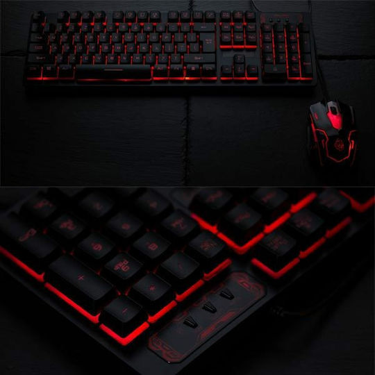 Zeroground KB-1600GUMS Akao Σετ Gaming Πληκτρολόγιο με Φωτιζόμενα πλήκτρα & Ποντίκι (Αγγλικό US)