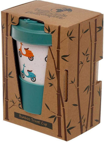 Puckator Speed King Κούπα Μπαμπού με Καπάκι Λευκή 400ml