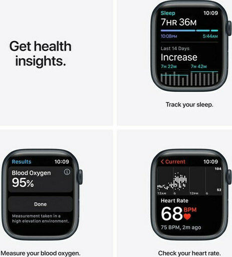 Apple Watch Series 7 Nike Aluminium 45mm Waterproof with Heart Rate Monitor (Midnight)