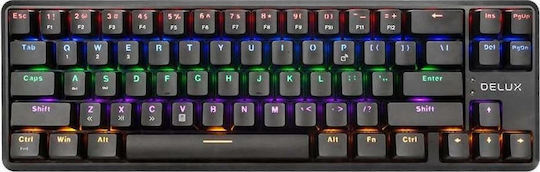 Delux KM32 Ασύρματο Gaming Πληκτρολόγιο 65% με Outemu Brown διακόπτες και RGB φωτισμό (Αγγλικό US)