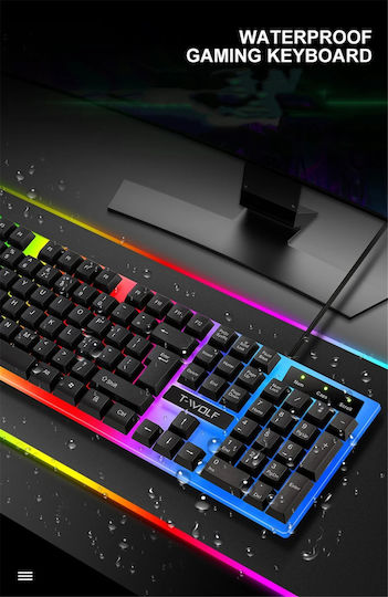 T-Wolf TF230 Gaming-Tastaturen Set mit RGB-Beleuchtung und Maus (Englisch UK)
