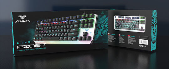Aula F-2067 Gaming Tastatură Mecanică Tenkeyless cu Custom Blue comutatoare și iluminare RGB (Engleză US) Argintiu