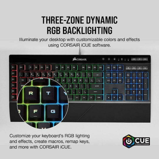 Corsair K55 RGB Pro XT Gaming Keyboard with RGB lighting (Greek)