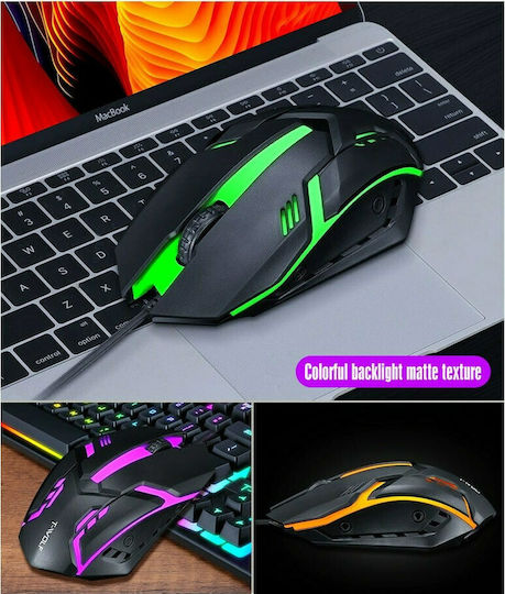 T-Wolf TF200 Σετ Gaming Πληκτρολόγιο με RGB φωτισμό & Ποντίκι (Αγγλικό UK)