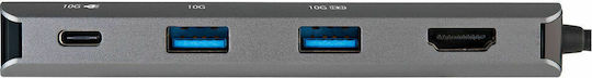 StarTech USB-C / USB-A Docking Station με 4K PD Ethernet Γκρι (DKT31CHPDL)