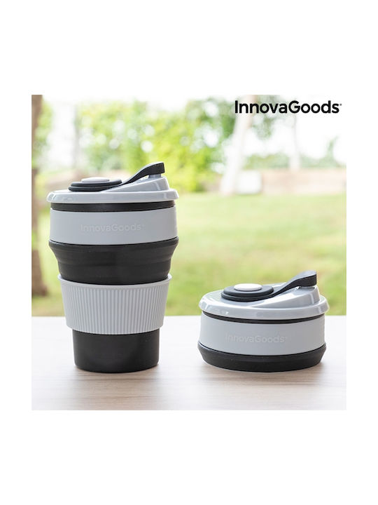 InnovaGoods Flahsie Becher Kunststoff mit Deckel Gray 350ml