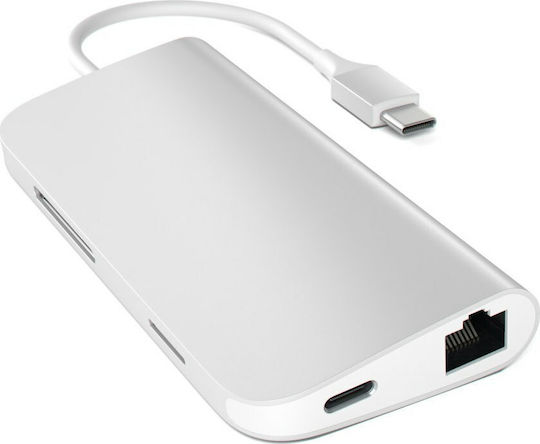 Satechi USB-C Docking Station με HDMI 4K PD Ethernet Ασημί (ST-TCMA2S)