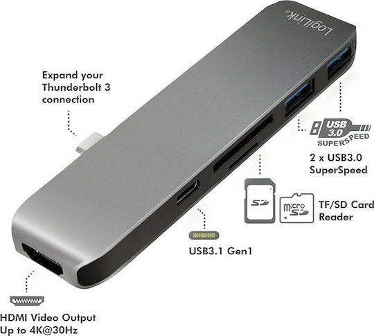LogiLink USB-C Docking Station mit HDMI 4K Silber (UA0301)
