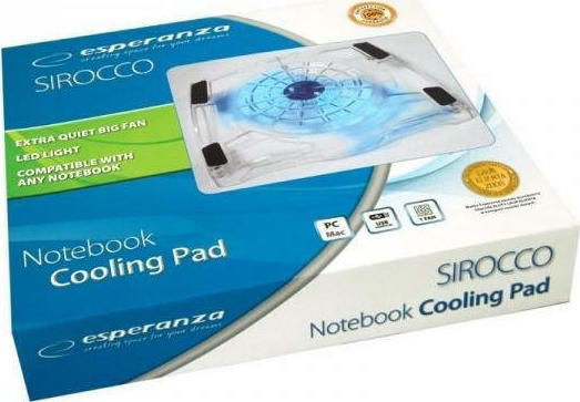 Esperanza Sirocco Cooling Pad for Laptop up to 15.6" with 1 Fan and Lighting White