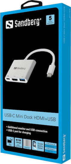 Sandberg USB-C Docking Station mit HDMI 4K PD Silber (136-00)