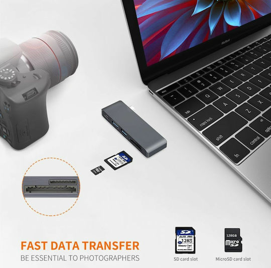 Tech-Protect 5in1 USB-C / USB-A Docking Station with 4K Gray