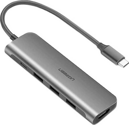 Ugreen CM136 USB-C Docking Station με HDMI 4K PD Ασημί