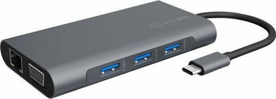 Icy Box USB-C Docking Station με HDMI 4K PD Ethernet και σύνδεση 2 Οθονών Γκρι (IB-DK4040-CPD)