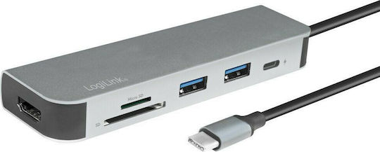 LogiLink USB-C Docking Station mit HDMI 4K PD Silber (UA0343)