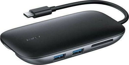 Aukey Unity C71 USB-C Docking Station with HDMI 4K PD Ethernet Black