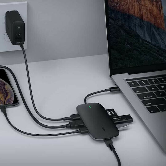 Aukey Unity C71 USB-C Docking Station with HDMI 4K PD Ethernet Black