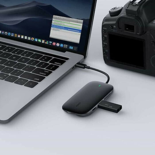 Aukey Unity C71 USB-C Docking Station with HDMI 4K PD Ethernet Black