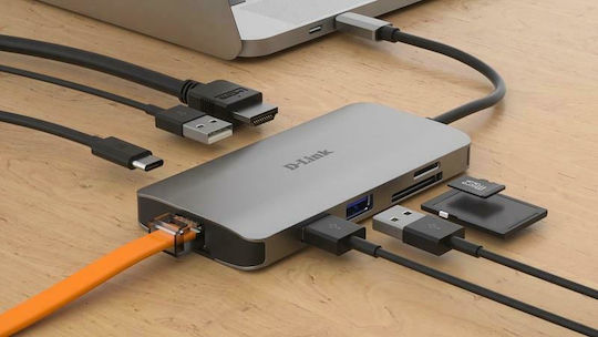 D-Link USB-C Docking Station with HDMI 4K PD Ethernet Silver (DUB-M810)