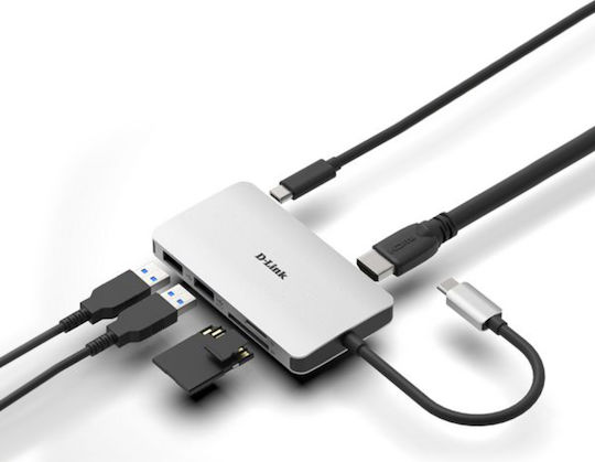 D-Link USB-C Docking Station με HDMI 4K PD Ασημί (DUB-M610)