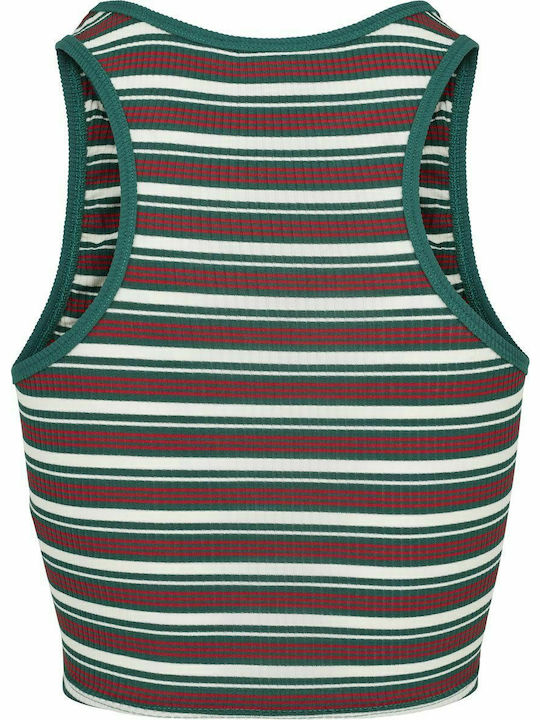 Urban Classics TB1931 Women's Summer Crop Top Sleeveless Striped Green