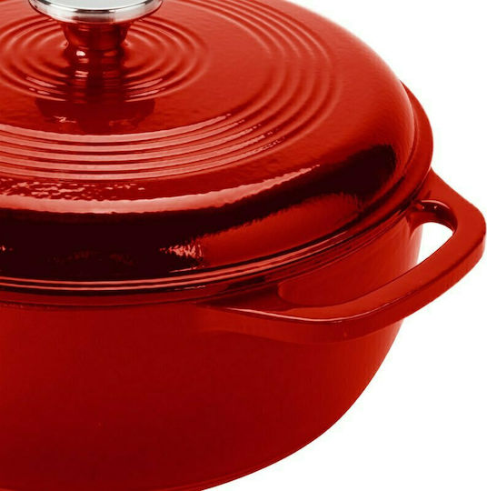 Lodge Deep Pot made of Cast Iron 5.68lt / 34.5cm Red