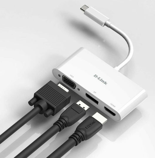 D-Link USB-C Docking Station with HDMI/DisplayPort 4K and Support for 3 Monitors White (DUB-V310)