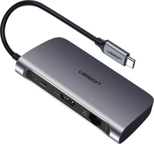 Ugreen USB-C Docking Station με HDMI 4K PD Ethernet Γκρι (50771)