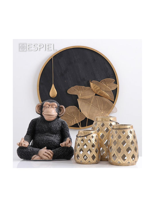 Espiel Tabletop Ceramic Lantern Gold 17.5x22x22cm
