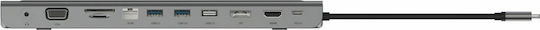 Belkin Connect USB-C Docking Station με HDMI/DisplayPort 4K PD Ethernet και συνδεση 3 Οθονών Ασημί