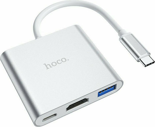 Hoco HB14 Easy use USB-C Докинг станция с HDMI 4K PD Сребрист