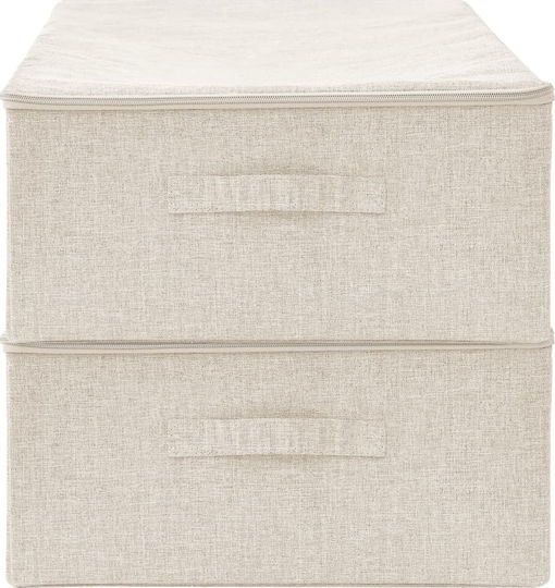 vidaXL Текстил Кутия за съхранение Cream 70x40x18см 2бр