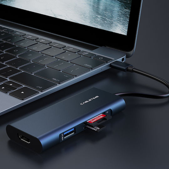Cabletime C160 USB-C Docking Station mit HDMI 4K PD Blau