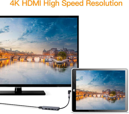 Powertech USB-C Докинг станция с HDMI 4K PD Сив (CAB-UC045)