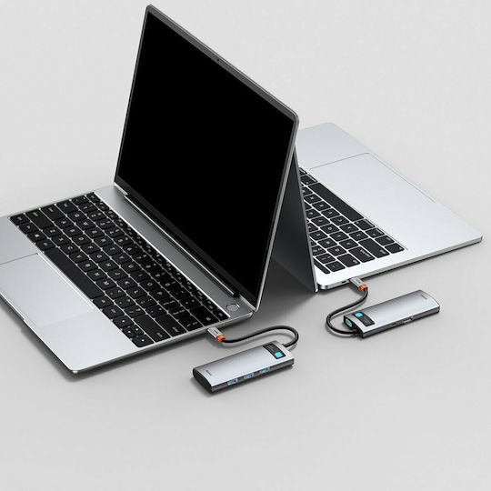 Baseus Metal Gleam USB-C Docking Station με HDMI 4K PD Ασημί