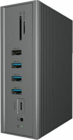Icy Box USB-C Docking Station με HDMI 4K PD Ethernet και σύνδεση 3 Οθονών Γκρι (IB-DK2262AC)