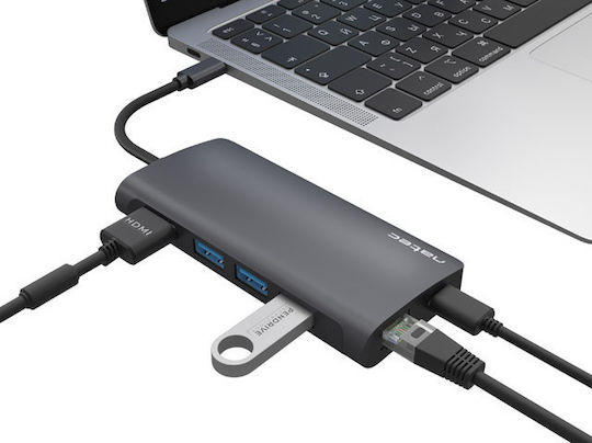 Natec Fowler 2 USB-C Докинг станция с HDMI 4K PD Етърнет Сив